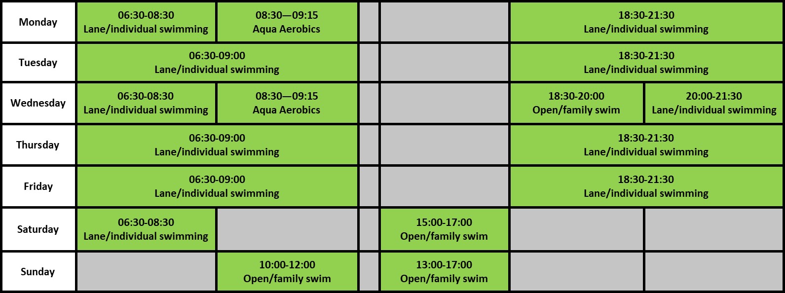 Aylsham Sports Hub Term Time Swimming Timetable